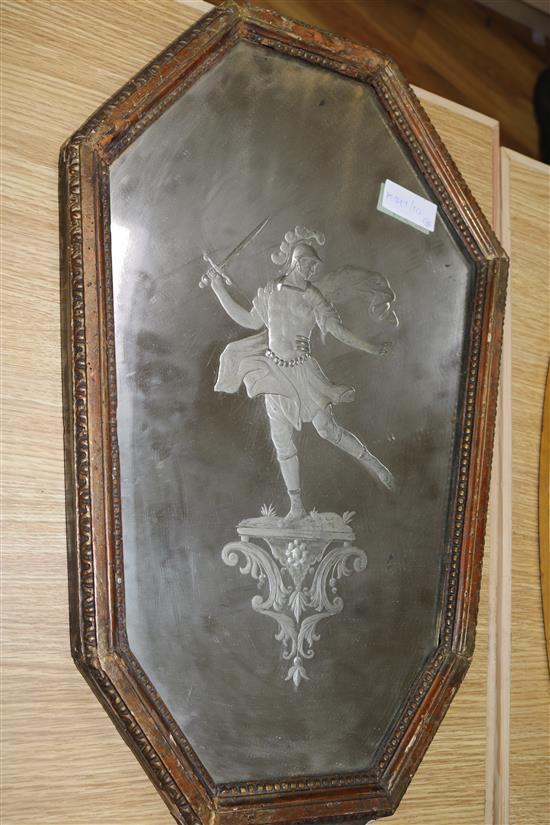 A 19th century Venetian intaglio engraved mirror and two other gilt mirrors